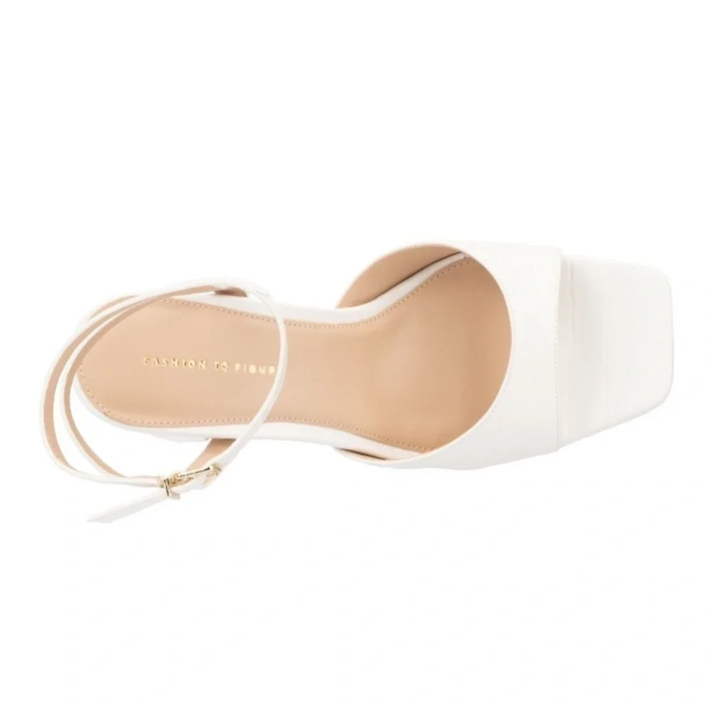 Fashion To Figure Women's Hilari Block Heels - Wide Width - 7, WHITE new